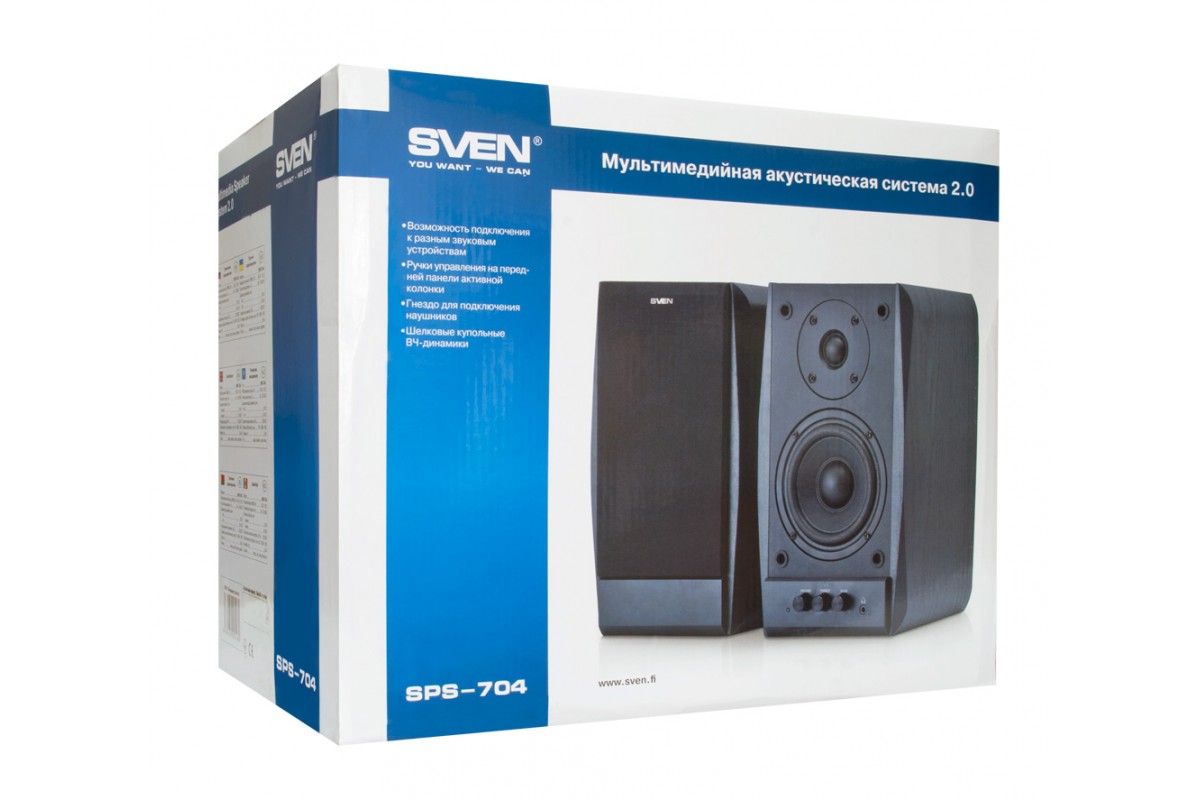 Колонки 2.0 SVEN SPS-704 черные купить в магазине SVEN Shop