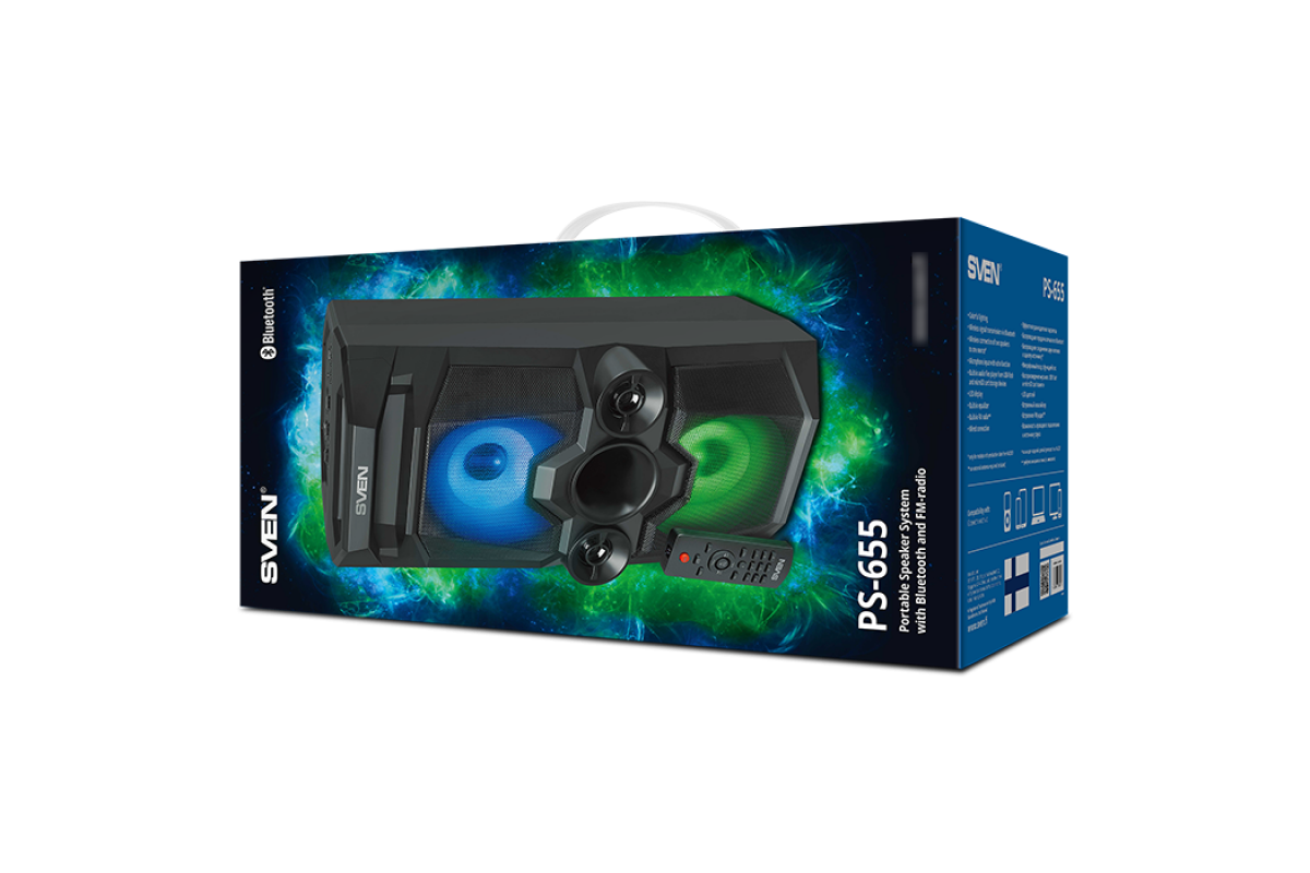Колонка SVEN PS-655 Black (bluetooth, подсветка, караоке ) купить в ...