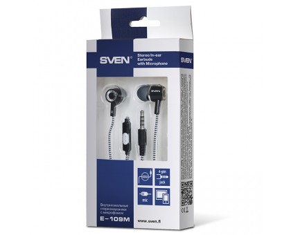 Навушники SVEN E-109M black-grey з мікрофоном 4pin