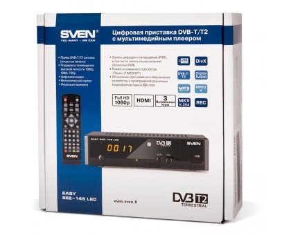 Цифровой тюнер DVB-T/T2 SVEN EASY SEE-149 LED
