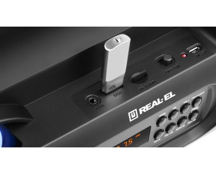 Колонка REAL-EL X-710 Black (bluetooth, подсветка, TWS, USB, Micro SD)