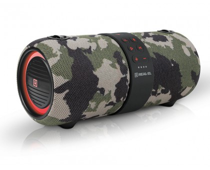 Колонка REAL-EL X-733 camo (24Вт, Bluetooth, USB, AUX, 3600мА*час)