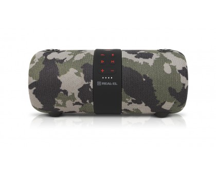 Колонка REAL-EL X-733 camo (24Вт, Bluetooth, USB, AUX, 3600мА*час)