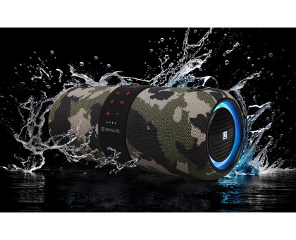 Колонка REAL-EL X-733 camo (24Вт, Bluetooth, USB, AUX, 3600мА*час)