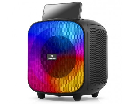 Колонка REAL-EL X-760 Black (65Вт, Bluetooth, USB, microSD, AUX, Mic, RGB, TWS, 4000мА*ч) Колонка REAL-EL X-760 Black (65Вт, Bluetooth, USB, microSD, AUX, Mic, RGB, TWS, 4000мА*ч)