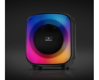 Колонка REAL-EL X-760 Black (65Вт, Bluetooth, USB, microSD, AUX, Mic, RGB, TWS, 4000мА*ч) Колонка REAL-EL X-760 Black (65Вт, Bluetooth, USB, microSD, AUX, Mic, RGB, TWS, 4000мА*ч)