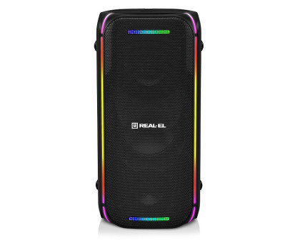 Колонка REAL-EL X-775 Black (80Вт, Bluetooth, USB, AUX, Mic караоке, RGB, TWS, 4500мА*год)