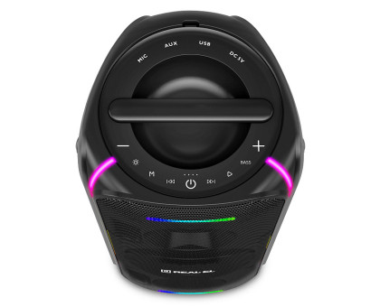 Колонка REAL-EL X-775 Black (80Вт, Bluetooth, USB, AUX, Mic караоке, RGB, TWS, 4500мА*год)