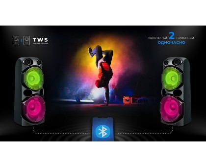 Колонка REAL-EL X-780 Black (80Вт, bluetooth, подсветка, TWS, USB, Micro SD, пульт ДУ) Колонка REAL-EL X-780 Black (80Вт, bluetooth, подсветка, TWS, USB, Micro SD, пульт ДУ)
