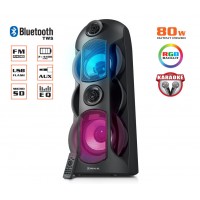 Колонка REAL-EL X-787 Black УЦЕНКА (80Вт, bluetooth, подсветка, TWS, USB, Micro SD, пульт ДУ)