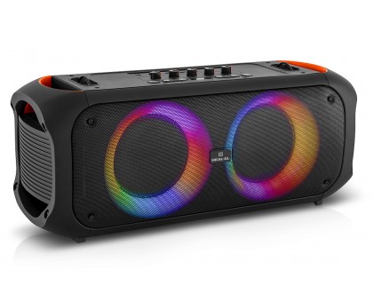 Колонка REAL-EL X-795 Black (70Вт, Bluetooth, AUX, USB, RGB, TWS, 2Mic караоке, 7000мА*ч) Колонка REAL-EL X-795 Black (70Вт, Bluetooth, AUX, USB, RGB, TWS, 2Mic караоке, 7000мА*ч)