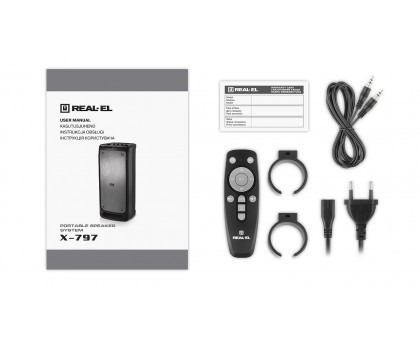 Колонка REAL-EL X-797 Black (90Вт, Bluetooth, USB, RGB, TWS, караоке, 8000 мА*год) Колонка REAL-EL X-797 Black (90Вт, Bluetooth, USB, RGB, TWS, караоке, 8000 мА*год)