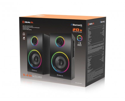 Колонки 2.0 REAL-EL S-415 black (20 Вт, Bluetooth, підсвічування)