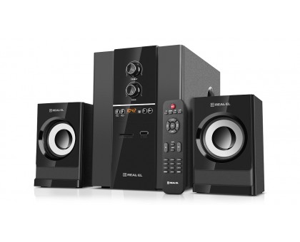 Колонки 2.1 REAL-EL M-355 (44Вт, Bluetooth, FM, USB/SD, ПДУ) Колонки 2.1 REAL-EL M-355 (44Вт, Bluetooth, FM, USB/SD, ПДУ)