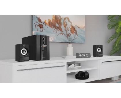 Колонки 2.1 REAL-EL M-355 (44Вт, Bluetooth, FM, USB/SD, ПДУ) Колонки 2.1 REAL-EL M-355 (44Вт, Bluetooth, FM, USB/SD, ПДУ)