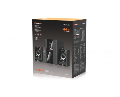 Колонки 2.1 REAL-EL M-355 (44Вт, Bluetooth, FM, USB/SD, ПДУ) Колонки 2.1 REAL-EL M-355 (44Вт, Bluetooth, FM, USB/SD, ПДУ)