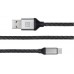Кабель REAL-EL Premium USB A - Type C Leather 1m черный-серебро