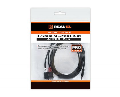 Кабель REAL-EL Audio Pro 3.5mm M - 2xRCA M 1.8m чорний