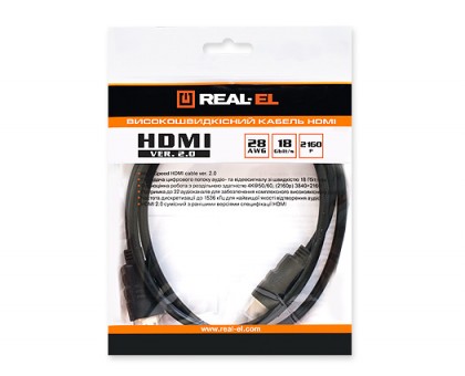 Кабель REAL-EL HDMI VER. 2.0 M-M 1М черный