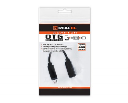 Кабель REAL-EL USB OTG Type C 0.1m чорний