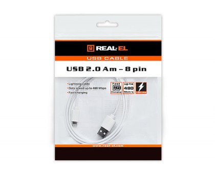 Кабель REAL-EL USB 2.0 AM-8pin 1m білий