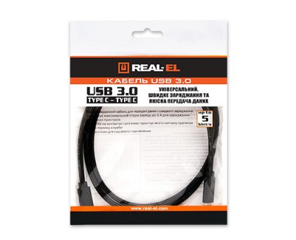 Кабель REAL-EL USB3.0 Type C-Type C 1m черный