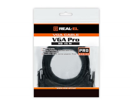 Кабель REAL-EL VGA HD15M-VGA HD15M Pro 1.8m black