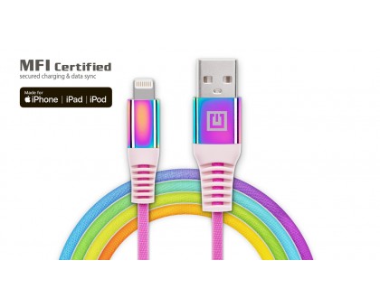 Кабель REAL-EL MFI USB A - Lightning Rainbow 1m