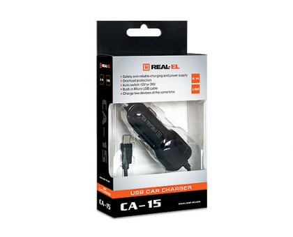 Зарядний пристрій REAL-EL CA-15 USB автомобільний