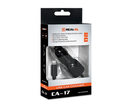 Зарядний пристрій REAL-EL CA-17 USB автомобільний