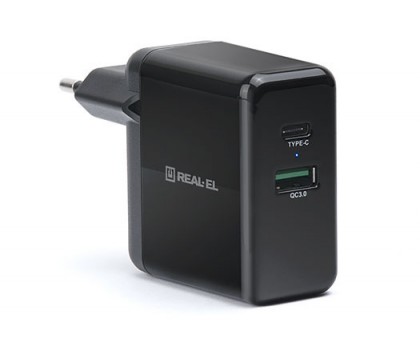 Зарядний пристрій REAL-EL CH-350 USB (USB, Type-C + Quick Charge 3)
