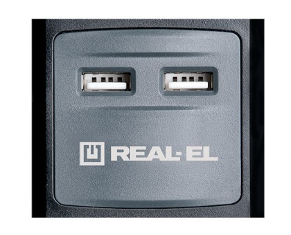Удлинитель REAL-EL RS-3 USB CHARGE 1.8m черный