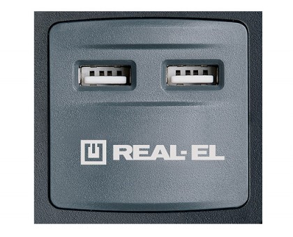 Фильтр-удлинитель REAL-EL RS-8F USB CHARGE 3m черный