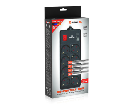 Фильтр-удлинитель REAL-EL RS-PROTECT 805 3m черный