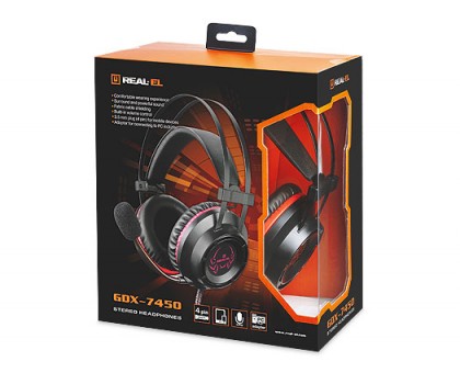 Навушники REAL-EL GDX-7450 з підсвічуванням ігрові з мікрофоном 4pin + PC