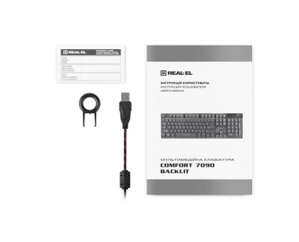 Клавиатура REAL-EL Comfort 7090 Backlit УЦЕНКА USB черная с подсветкой