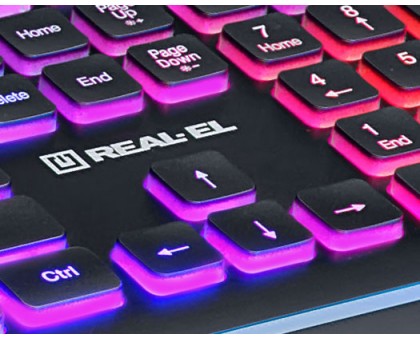 Клавіатура REAL-EL Comfort 8000 Backlit USB чорна з підсвічуванням