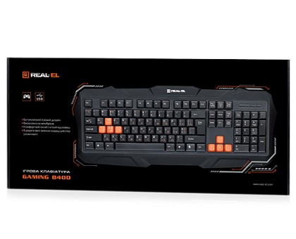 Клавіатура REAL-EL Gaming 8400 USB ігрова чорна 