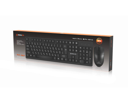 Комплект клавіатура+мишка REAL-EL KIT-507, black дротові USB чорні