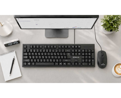 Комплект клавіатура+мишка REAL-EL KIT-507, black дротові USB чорні