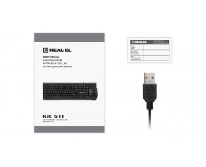 Комплект клавиатура+мышка REAL-EL Kit 511, black проводные USB черные Комплект клавиатура+мышка REAL-EL Kit 511, black проводные USB черные