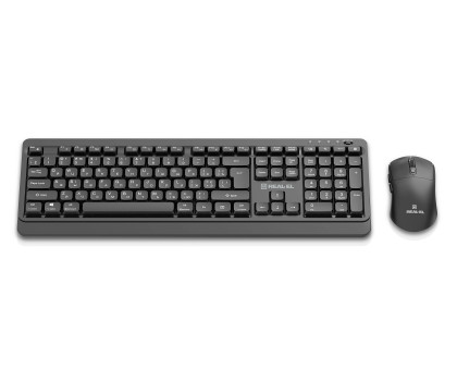 Комплект клавіатура+мишка REAL-EL KIT-555W, black бездротовий на акумуляторах Type-C, чорний 