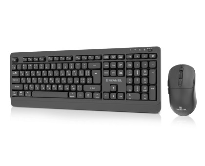 Комплект клавіатура+мишка REAL-EL KIT-555W, black бездротовий на акумуляторах Type-C, чорний 