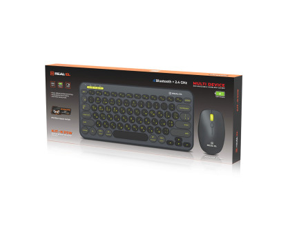 Комплект клавіатура+мишка REAL-EL KIT-635W бездротовий 2.4GHz та Bluetooth на акумуляторах Type-C