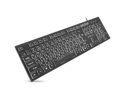 Клавіатура REAL-EL RK-7050 Black з підсвічуванням, низькопрофільна, USB, чорна