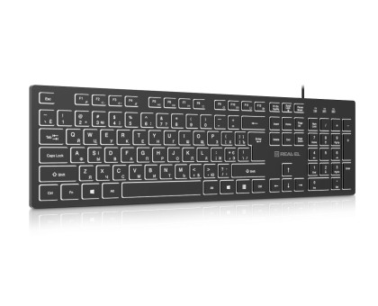 Клавіатура REAL-EL RK-7050 Black з підсвічуванням, низькопрофільна, USB, чорна