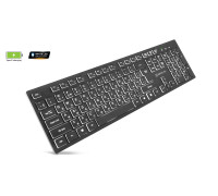 Клавіатура REAL-EL RK-725W бездротова з білим підсвічуванням 2.4ГГц + Bluetooth, Li-Ion 2000 мА·год, Type-C, чорна