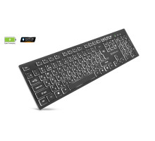 Клавіатура REAL-EL RK-725W бездротова з білим підсвічуванням 2.4ГГц + Bluetooth, Li-Ion 2000 мА·год, Type-C, чорна