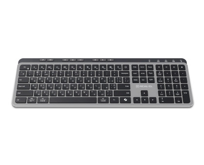 Клавіатура REAL-EL RK-737W бездротова мультимедійна, 2.4ГГц + Bluetooth, Li-Ion, Type-C, Scissors Key, чорно-сіра