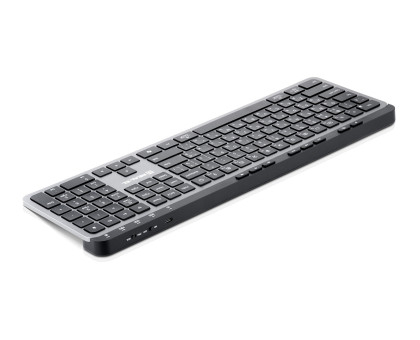 Клавіатура REAL-EL RK-737W бездротова мультимедійна, 2.4ГГц + Bluetooth, Li-Ion, Type-C, Scissors Key, чорно-сіра